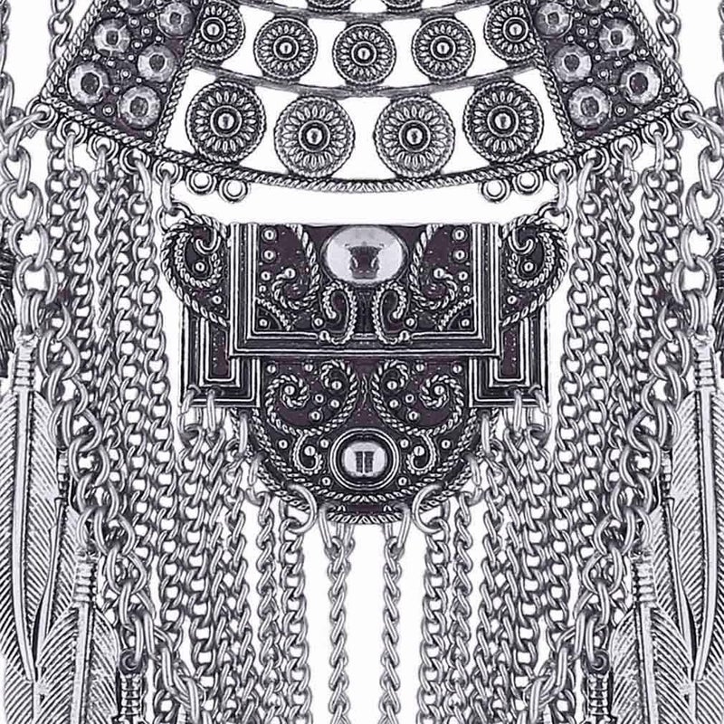 CCBFY Long Tassel Chunky Boho Coin Statement Necklace For Women Silver - Image 5